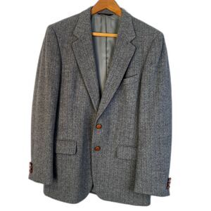 Aldo Rossini Camel Hair & Wool Career Blazer Sport Coat Gray Pin Striped Sz 38R
